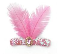 Coiffe à Plumes 2 pièces Coiffe Bresilienne Plume Carnaval Style Années 20 Flapper Coiffure de Showgirl pour Femmes Accessoire de Carnaval et Fêtes Thématique (Rose, 2 plumes)