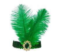Coiffe à Plumes 2 pièces Coiffe Bresilienne Plume Carnaval Style Années 20 Flapper Coiffure de Showgirl pour Femmes Accessoire de Carnaval et Fêtes Thématique (Vert, 2 plumes)