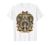 Coiffe à Plumes amérindienne - Chef autochtone Indien T-Shirt Graphique avec Valeur, Homme, Blanc, L