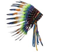 Coiffe à plumes amicale - Accessoire de mode pratique pour les fêtes sur le thème du carnaval - Style indien - Accessoire culturel unique