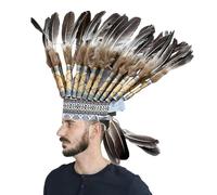 Coiffe à plumes - Couvre-chef à plumes de style indigène, chapeau décoratif à plumes, accessoires de bandeau à plumes, couvre-chef à plumes de style autochtone pour fête, Halloween