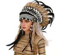 Coiffe à plumes ethniques indiennes kokoshnik colorées chefs tribus bandeau coiffe délicate ethnique indien couvre-chef africain scène Halloween fête