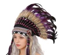 Coiffe à plumes ethniques indiennes kokoshnik colorées chefs tribus bandeau coiffe délicate ethnique indien couvre-chef africain scène Halloween fête