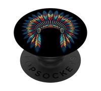 Coiffe à Plumes pour la Culture amérindienne autochtone PopSockets PopGrip Adhésif