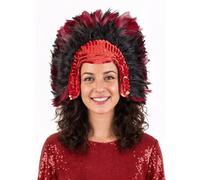 Coiffe à plumes Showgirl noir-rouge - Accessoire glamour pour votre déguisement