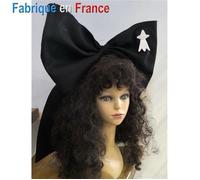 Coiffe Alsacienne noire avec hermine blanche pour deguisement (pour Alsacienne Bretonnante) TU