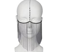 Coiffe amovible en strass, pompons, matériaux en alliage, accessoires pour le visage, convient pour une mariée ou un bal de fin d'année, chaîne en métal à franges