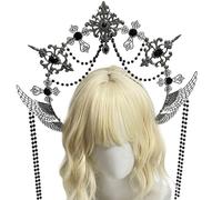 Coiffe avec perles et, black winged pea, A | Couronnes et diadèmes de déesses étoiles pour femmes, couvre-chef de mariage doré, coiffure de scène de Cosplay