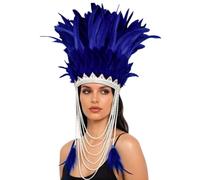 Coiffe bandeau d ' Halloween avec plume dramatique, Royal blue | Accessoire de costume adapté fêtes festives, photos et à l ' utilisation sur scène