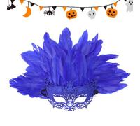 Coiffe Carnaval Déguisement Cosplay Halloween Plumes Demi-Visage Masque