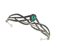 Coiffe Couronne Ornée de Cristaux Verte pour Mariée, Alliage de Zinc | Couronne Décorative, Style Délicat et Scintillant, pour Femmes et Filles Lors de Danses et Fêtes