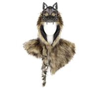 Coiffe de barbare imitation loup - Accessoire de déguisement | Cape médiévale pour cosplay, fête d'Halloween, bal masqué, foire de la Renaissance