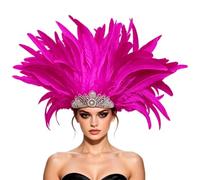 Coiffe de costume en plume avec profil dramatique, Rose Red | Détail décoratif sur la façade pour les portraits de jeux de rôle de fête de vacances