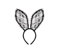 Coiffe de défilé de lapin pour défilé de mascarade avec grand bandeau en dentelle sans De Avec Peigne (Black, One Size)