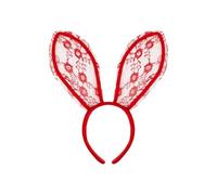 Coiffe de défilé de lapin pour défilé de mascarade avec grand bandeau en dentelle sans De Avec Peigne (Red, One Size)