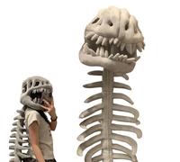 Coiffe de dinosaure classique - Masque de T-Rex en peluche avec colonne vertébrale attachée for adultes et adolescents, accessoire de maison hantée d'Halloween, chapeau de festival de cosplay(Medium)