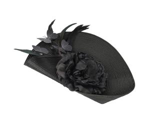 Coiffe de Mariage Élégant Noir Pince et Bandeau pour Cheveux | Tissu Léger, Design Imitation Paille, pour Photos de Voyage, Séances Photo, Invitées de Noces