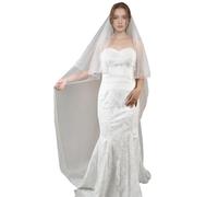 Coiffe de mariage extra longue avec pince à cheveux intégrée, tissu doux et transparent, accessoire de mariée classique, voile de mariage en maille douce avec nœuds