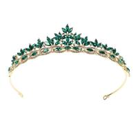Coiffe de Mariée Couronne Cristal Feuille Brillante Alliage Vert Élégante | Accessoire de Tête Délicat, Mise en Place Facile, Style Raffiné, pour Cérémonie et Coiffure Instantanée