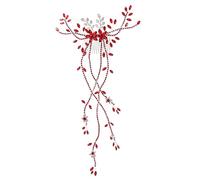 Coiffe de mariée pour mariage, peigne à cheveux en strass avec feuille et pompon, accessoires de cheveux mariage en alliage pour demoiselles d'honneur, bal promo, rouge