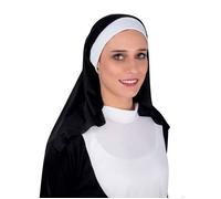 P'TIT CLOWN - Coiffe Nonne - Adulte - Accessoire de Déguisement Religieuse, Bonne Soeur - Parfait pour Carnaval, Halloween, Cosplay, Fêtes Costumées, Soirées à Thème - Taille Unique - Noir