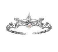 Coiffe D'elfe En Feuille De Métal Avec Couronne De Cristal Et Déesse De La Fête pour Diverses Occasions(Silver white)