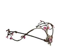 Coiffe D'elfe Oreille Diadème de Branches d'elfe, couvre-chef féerique, couronne, cercle, pierre lune avec gemme rose, for Costume fée, diadème for femmes(Color2)