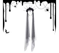 Coiffe d'Halloween - Serre-tête gothique avec voile de rose noire pour femme - Accessoire de costume d'Halloween pour cosplay, carnaval, mariage, fête