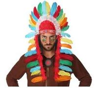 Atosa Coiffe d'Indien à Plumes Multicolore 29 x 90 cm Taille unique