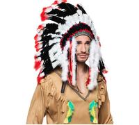 Boland – Coiffe de plumes Apache – noire et rouge – accessoire de déguisement indien