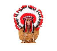Coiffe d'Indien Natif d'Amérique - WIDMANN - Accessoire pour Enfant - Plumes Marron et Rouge