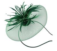 Coiffe Élégante en Voile et Plumage, 1 Pièce Vert Foncé | Église et Gala Nocturne, Confort Agréable, Maille Légère et Fibre Synthétique, Style Chic