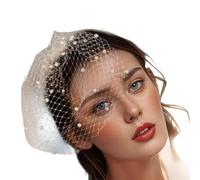 Coiffe en maille douce décorée avec des perles d'imitation pour un usage quotidien French Pearl, blanc, taille unique