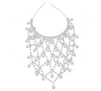 Coiffe en perles, chaîne de tête Art déco en strass, accessoire de cheveux à clapet des années 20 pour femmes, fête, mariage Vintage, argent