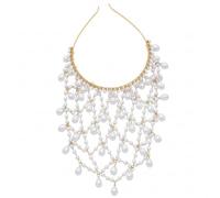 Coiffe en perles, chaîne de tête Art déco en strass, accessoire de cheveux à clapet des années 20 pour femmes, fête, mariage vintage (doré)