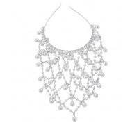 Coiffe en perles, chaîne de tête Art déco en strass pour femmes, accessoire de cheveux à clapet des années 20 pour fête mariage vintage, argent