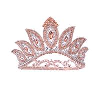 Coiffe en strass for femme, serre-tête à pince à cheveux, couronne baroque en alliage de strass(Rose Gold)