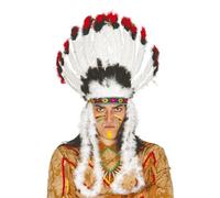 Coiffe Indien - Accessoire de Tenue Indienne - Plumes Blanches