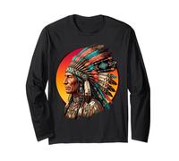 Coiffe Indienne à Plumes pour Chef Indien Manche Longue