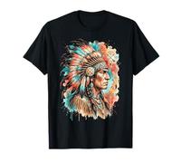 Coiffe Indienne à Plumes pour Chef Indien T-Shirt