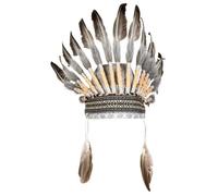 Coiffe indienne - BOLAND - Chief - marron - 50 x 30 cm - 85% polyester