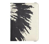Coiffe indienne de cowboy occidental en cuir noir avec motif loup tribal - Portefeuille décoratif pour passeport - Portefeuille de voyage ultra fin, Coiffe western cowboy indien loup tribal noir, 1