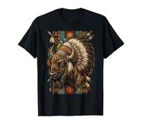 Coiffe Indienne en Plumes de Bison Buffalo T-Shirt