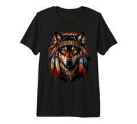 Coiffe Indienne en Plumes de Loup T-Shirt Haut de Gamme