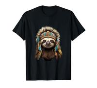 Coiffe paresseuse Indienne Indienne Plume Arts Tribaux T-Shirt Graphique avec Valeur