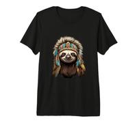 Coiffe paresseuse Indienne Indienne Plume Arts Tribaux T-Shirt Haut de Gamme