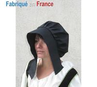 Coiffe pour déguisement de paysanne médiévale lavandière - Accessoire de déguisement - Blanc et noir