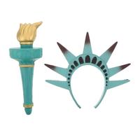 Coiffe Statue Liberté Couronne Patriotique Célébration Halloween | Serrage Tête Halloween Vert, Torche Légère en Résine, Accessoire Deguisement Adulte pour Parade