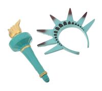 Coiffe Statue Liberté Vert, Couronne Pu Résine, Ambiance Halloween | Accessoire de Costume du 4 Juillet, Serrage-tête Confortable, Torche Légère, pour Carnaval et Scène