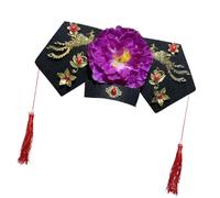 Coiffe traditionnelle chinoise bleue avec perles pour les amateurs de culture et les fêtes à thème